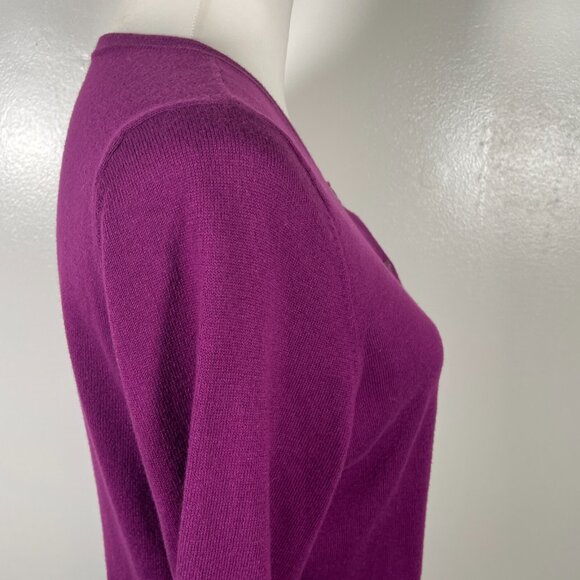 LOFT Cardigan Sweater Women Medium Purple Knitted Plum Long Sleeve Button Front - Picture 13 of 15